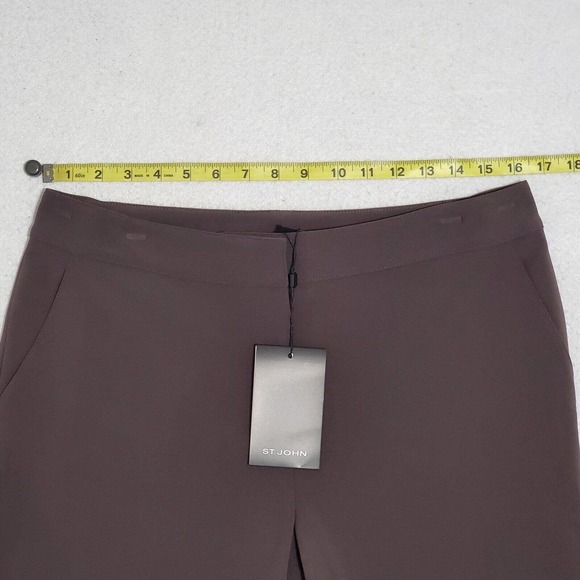 ST. JOHN Womens Pants Sz 10 Taupe Brown-Gray Dress Slacks Pockets - Picture 7 of 11
